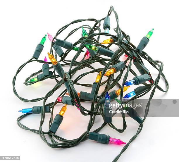 tangled christmas lights - string stock pictures, royalty-free photos & images