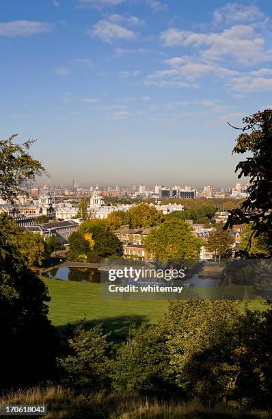 greenwich park and london's east end - greenwich park london stock pictures, royalty-free photos & images