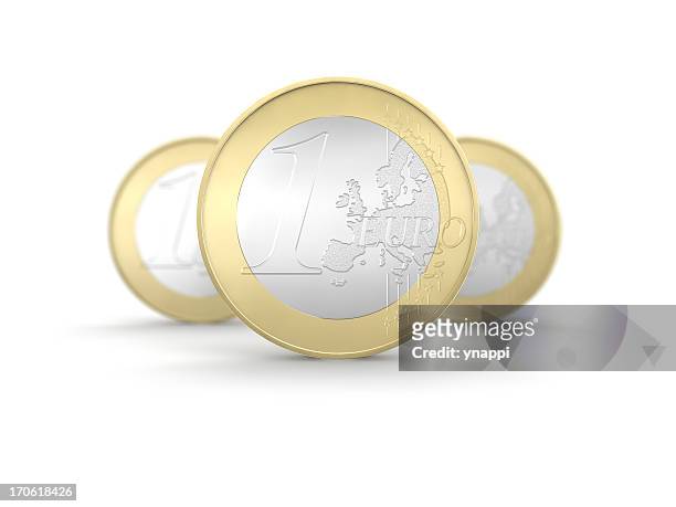 one euro coin on focus - one euro coin stock pictures, royalty-free photos & images