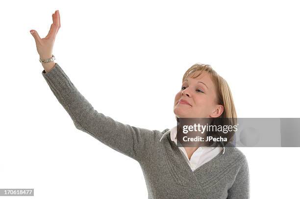 junge frau arm ausgestreckte - oberteil stock-fotos und bilder