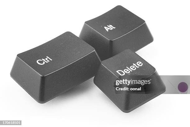 the control alt delete buttons from a keyboard - delete key stockfoto's en -beelden