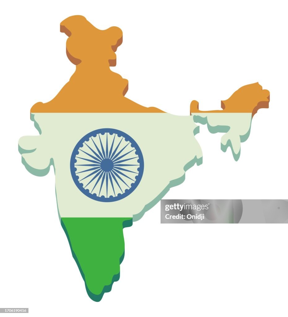 India 3D map cut out (flat design)