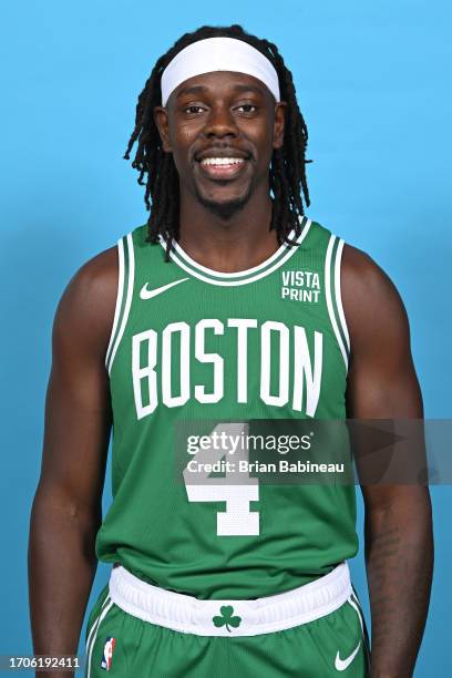 Jrue Holiday of the Boston Celtics poses for a head shot during 2023-24 NBA Media Day on October 2, 2023 at the TD Garden in Boston, Massachusetts....