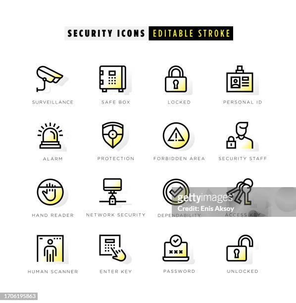 sicherheitssymbole mit gelbem innenleuchten - pin eingabe stock-grafiken, -clipart, -cartoons und -symbole