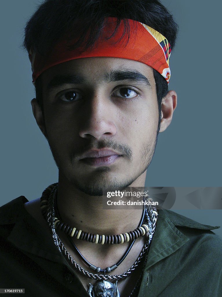 Indian Teenager wearing Bandana and Jewelry