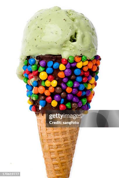 green tea ice cream - glace cornet stock pictures, royalty-free photos & images