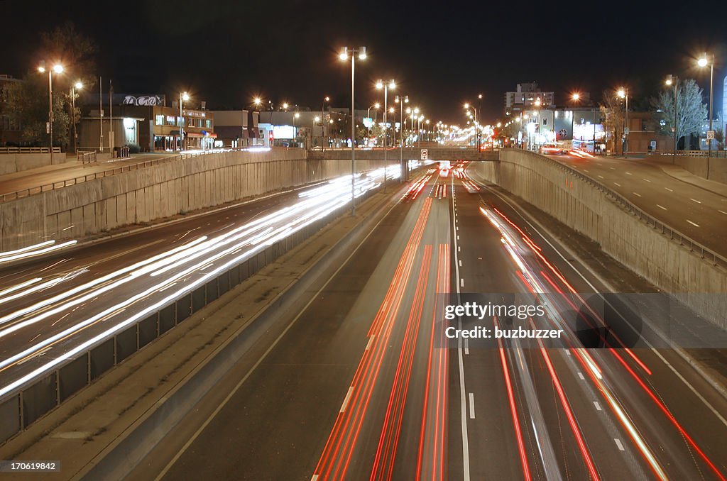 Night traffic on Montreal highway