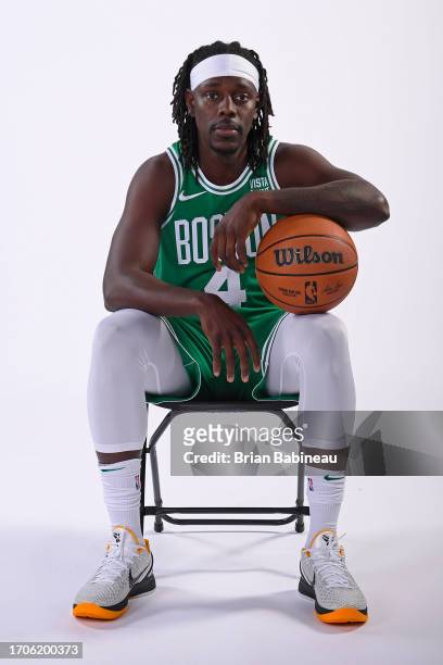 Jrue Holiday of the Boston Celtics poses for a portrait during 2023-24 NBA Media Day on October 2, 2023 at the TD Garden in Boston, Massachusetts....