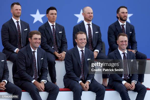 Team United States look on from the stage during the opening ceremony for the 2023 Ryder Cup at Marco Simone Golf Club on September 28, 2023 in Rome,...