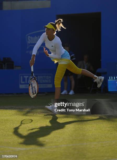 Daniela Hantuchova of Slovakia serving in her Semi Final match against Alison Riske of USA during the AEGON Classic Tennis Tournament at Edgbaston...