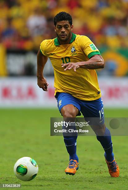 Hulk of Brazil in action during the FIFA Confederations Cup Brazil 2013 Group A match between Brazil and Japan at National Stadium on June 15, 2013...