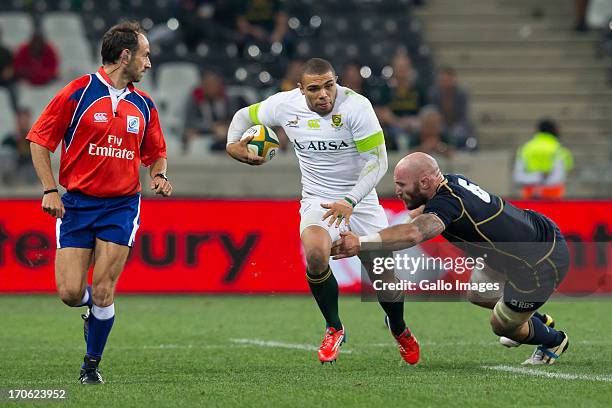 Bryan Habana from South Africa during the Castle Larger Incoming Tour match between South Africa and Scotland at Mbombela Stadium on June 15, 2013 in...