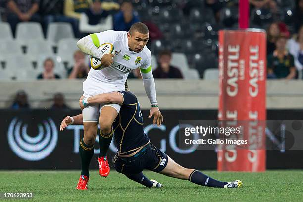 Bryan Habana from South Africa during the Castle Larger Incoming Tour match between South Africa and Scotland at Mbombela Stadium on June 15, 2013 in...