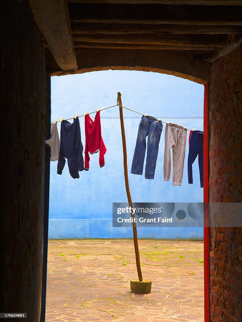 Clothes drying on line