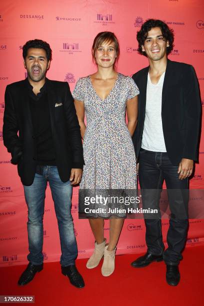 Jamel Debbouze, Julie de Bona and Tewfik Jallab attend 'Ne Quelque Part' Premiere As Part of The Champs Elysees Film Festival 2013 at UGC George V on...