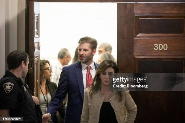 Eric Trump, executive vice president of Trump Organization Inc., center, leaves a courtroom at New York State Supreme Court in New York, US, on...