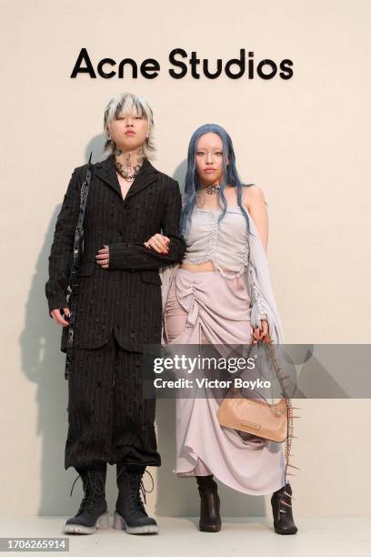 Ash Island and Chanmina attend the Acne Studios Womenswear Spring/Summer 2024 show as part of Paris Fashion Week on September 27, 2023 in Paris,...