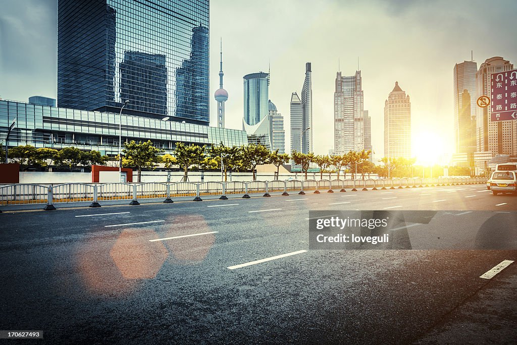 Empty street in modern urban