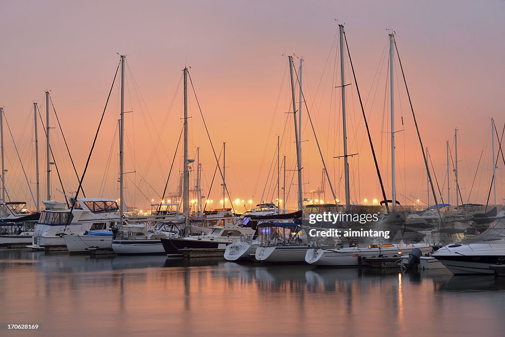 Charleston Harbor Marina at Sunset