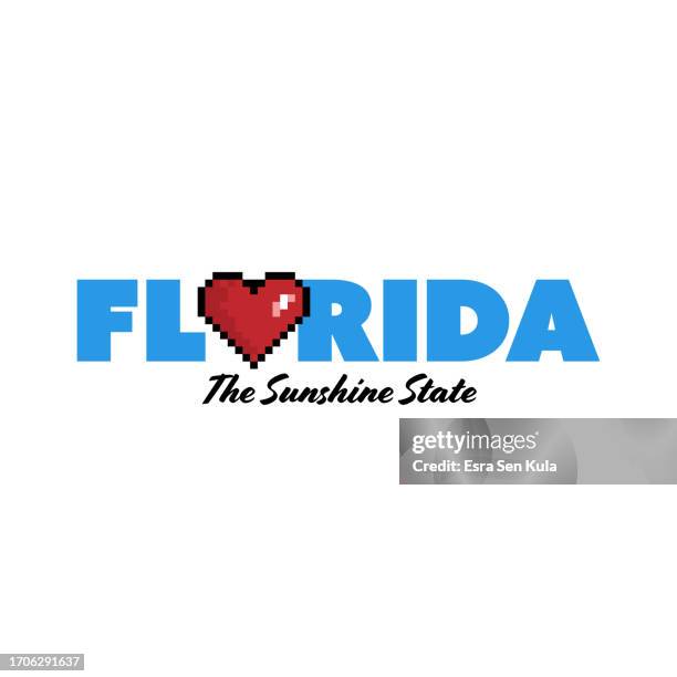 a typographic vector design with the concept love florida - florida state icon stock illustrations