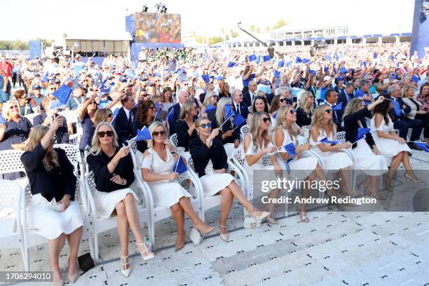 Partners of Team Europe Grace Bjorn, Rachel Colsaerts, Wendy Lowry, Shannon Hartley, Erica McIlroy, Kelley Cahill and Kate Rose show their support...