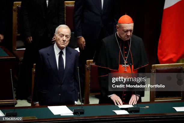 Funeral ceremony of the President Emeritus of the Republic Giorgio Napolitano in the Chamber of Deputies. In the photo the politician Gianni Letta...