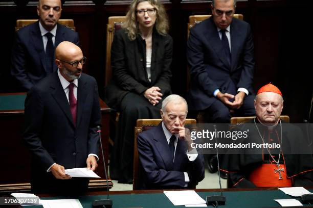 Funeral ceremony of the President Emeritus of the Republic Giorgio Napolitano in the Chamber of Deputies. In the photo the son of the president...