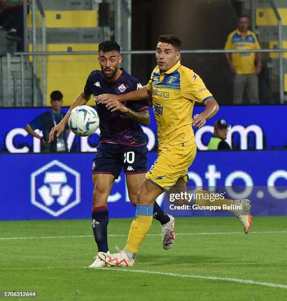 Nicolas Gonzales of ACF Fiorentina scores opening goal during the Serie A TIM match between Frosinone Calcio and ACF Fiorentina at Stadio Benito...