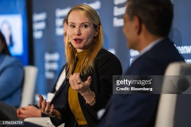 Rachel Anderika, chief operating officer of Anchorage Digital Bank, during the Greenwich Economic Forum in Greenwich, Connecticut, US, on Wednesday,...