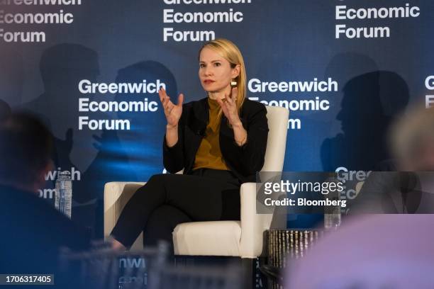 Rachel Anderika, chief operating officer of Anchorage Digital Bank, during the Greenwich Economic Forum in Greenwich, Connecticut, US, on Wednesday,...
