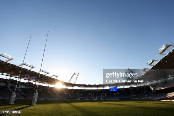 General view inside the stadium prior to the Rugby World Cup France 2023 match between Japan and Samoa at Stadium de Toulouse on September 28, 2023...