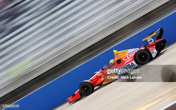 Viso of Venezuela, drives the Team Venezuela PDVSA Citgo Chevrolet during the Milwaukee IndyFest at the Milwaukee Mile on June 15, 2013 in West...