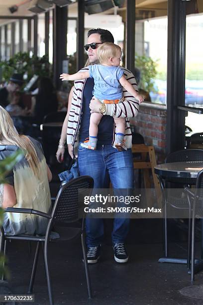 Mike Comrie and son Luca Cruz Comrie as seen on June 15, 2013 in Los Angeles, California.