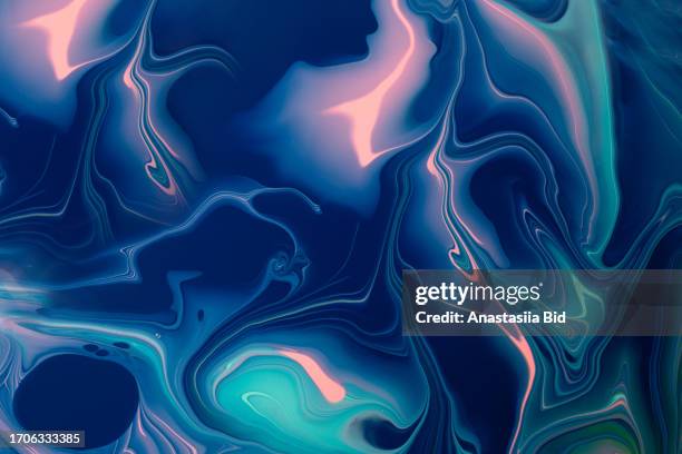 multicolored liquid blue and orange background,good for text overlay. - abstract acrylic painting stock pictures, royalty-free photos & images
