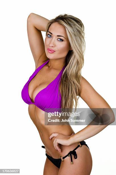 woman wearing a bikini - women in skimpy bathing suits stock pictures, royalty-free photos & images