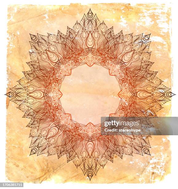 lotus star frame - himalayan stock illustrations
