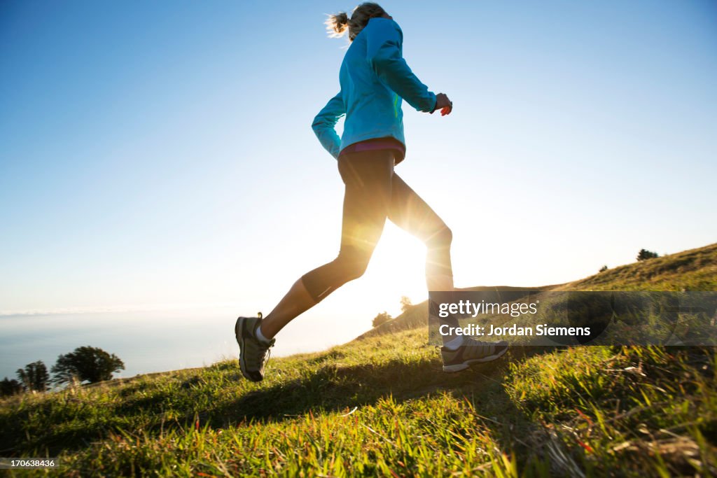 A female jogging for exercise.