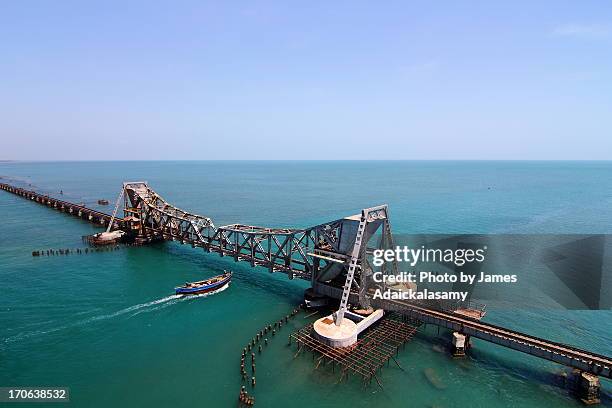 pamban bridge,rameshwaram,india - pamban bridge stock pictures, royalty-free photos & images