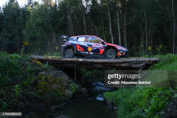 Thierry Neuville of Belgium and Martijn Wydaeghe of Belgium are competing with their Hyundai Shell Mobis WRT Hyundai i20 N Rally1 Hybrid during Day...