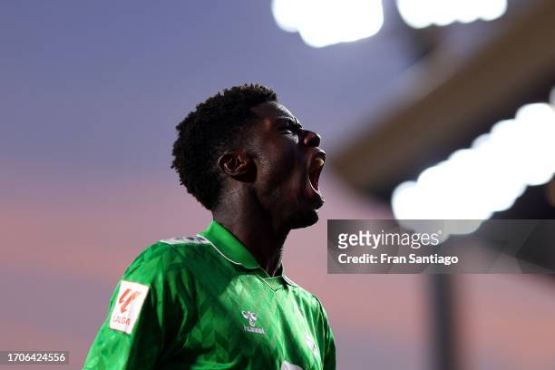 Assane Diao Diaoune of Real Betis celebrates after scoring the team's first goal during the LaLiga EA Sports match between Granada CF and Real Betis...