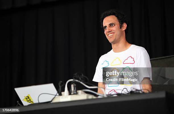 Kieran Hebden aka Four Tet performs onstage at What Stage during day 3 of the 2013 Bonnaroo Music & Arts Festival on June 15, 2013 in Manchester,...