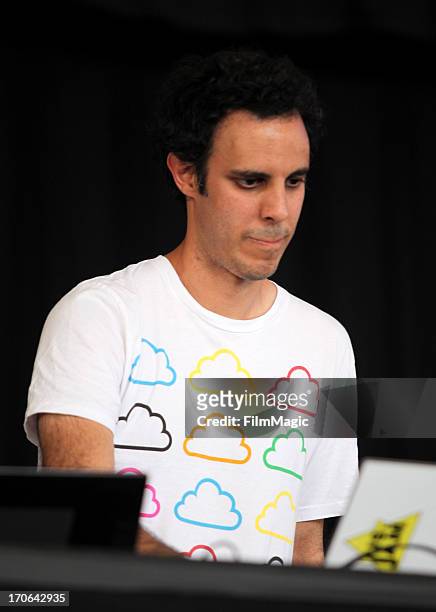 Kieran Hebden aka Four Tet performs onstage at What Stage during day 3 of the 2013 Bonnaroo Music & Arts Festival on June 15, 2013 in Manchester,...
