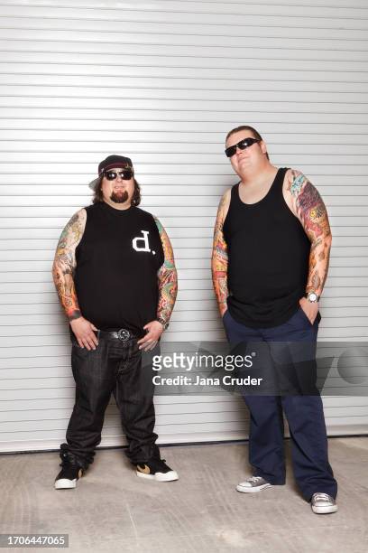 Reality TV stars, Austin "Chumlee" Russell and Corey "Big Hoss" Harrison are photographed for Inked Magazine Magazine on December 11, 2010 in Las...