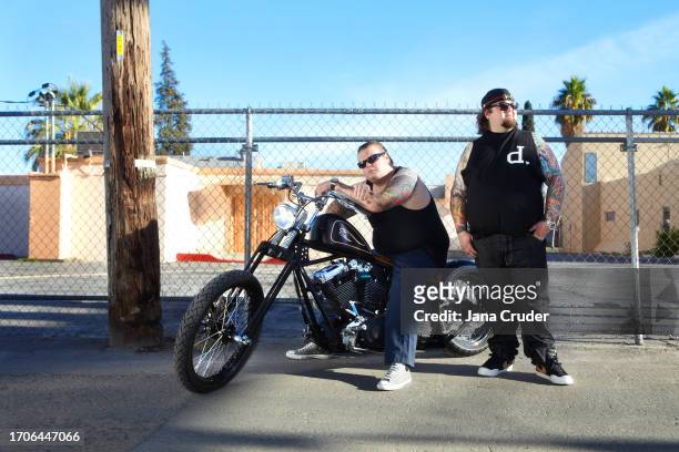 Reality TV stars, Corey "Big Hoss" Harrison and Austin "Chumlee" Russell are photographed for Inked Magazine Magazine on December 11, 2010 in Las...