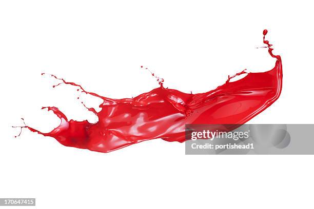 red paint splash - paint splash stockfoto's en -beelden