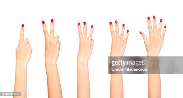 counting woman hands - count stockfoto's en -beelden