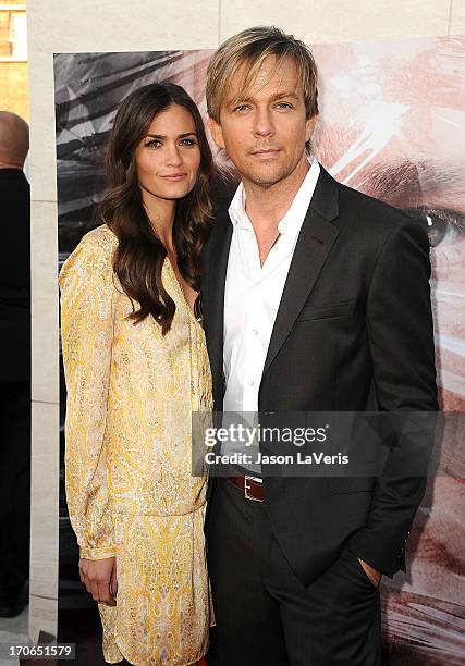 Actress Lauren Michelle Hill and actor Sean Patrick Flanery attend the "Dexter" series finale season premiere party at Milk Studios on June 15, 2013...