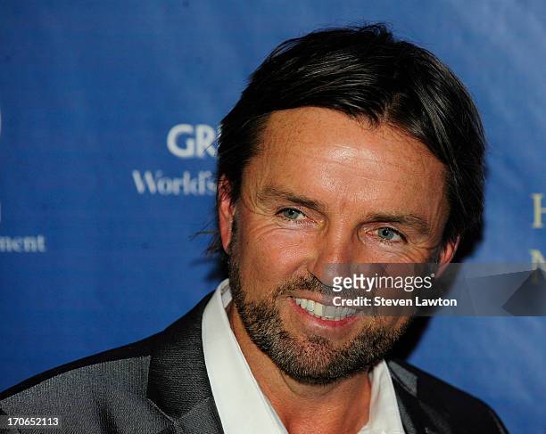 Golf teacher Dennis Sheehy arrives at Hakkasan Las Vegas Restaurant and Nightclub at the MGM Grand Hotel/Casino for the launch of the 2013 Westwood...