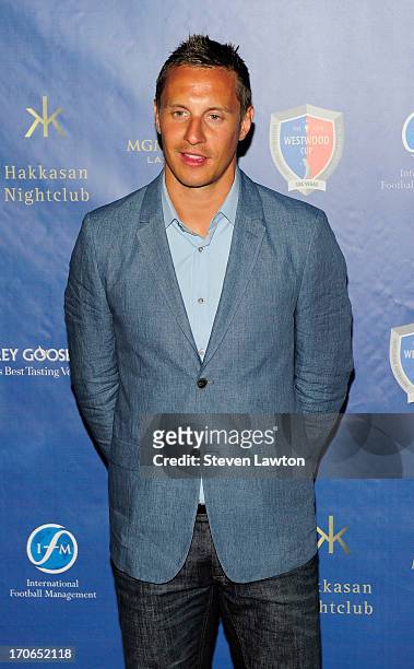 Professional football player Phil Jagielka arrives at Hakkasan Las Vegas Restaurant and Nightclub at the MGM Grand Hotel/Casino for the launch of the...