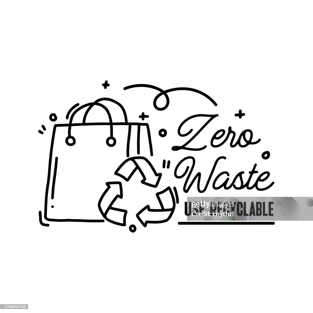 Waste Ink Lettering Zero Waste Lettering Vector Illustration Hand Drawn Inspirational ...